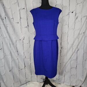 BLACK Label Evan Picone Dress Royal Blue Peplum Sleeveless Pencil Zip Up‎ Sz 10